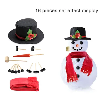 

14/16pcs Snowman Decorating Kit Snowman Making Dressing Set Hat Scarf Eyes Mouth Button Nose Accessories