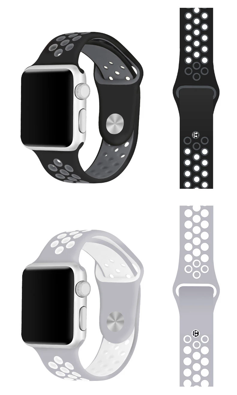 Силиконовый ремешок для Apple watch band 44 мм/40 мм iWatch band 42 мм/38 мм дышащий спортивный браслет ремешок для Apple watch 5 4 3 2