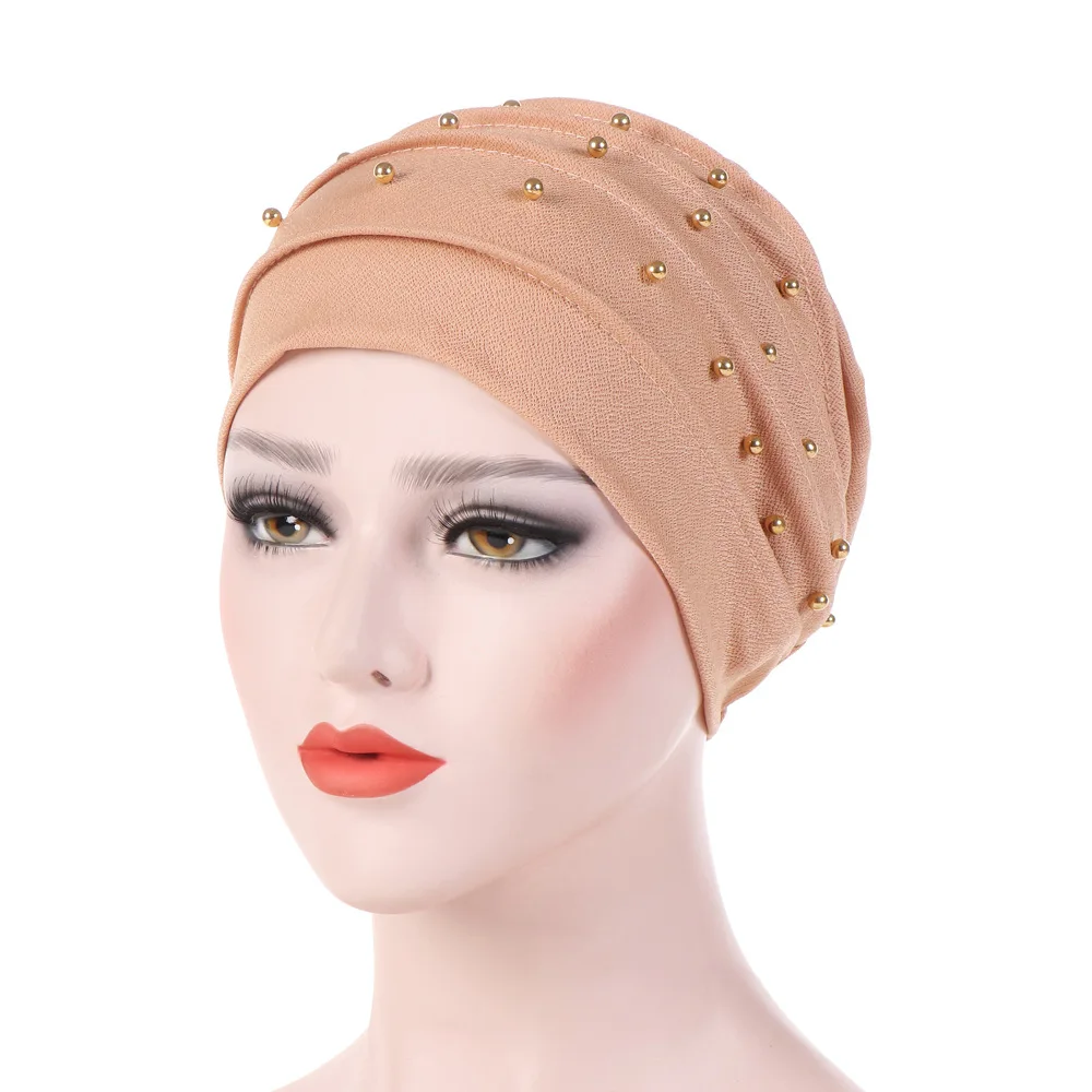 

AliExpress New Style Hexagonal Discount dui mao Solid Color Beads Muslim Toque Europe And America Turban Hat Currently Available