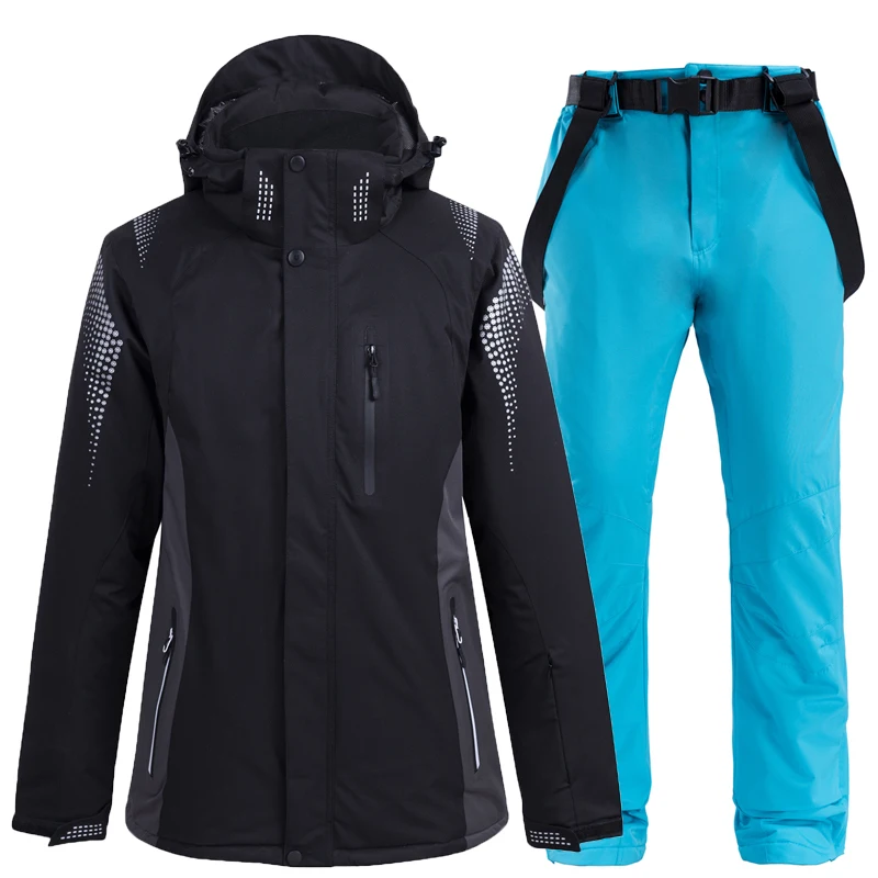 Лыжный костюм Мужская и женская зимняя новая уличная ветрозащитная влагостойкая теплая зимняя куртка и штаны одежда лыжные и сноубордические костюмы - Цвет: Q7