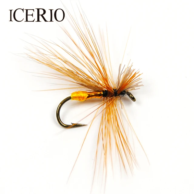 ICERIO 6PCS Yellow Belly Brown Caddis Fly Fishing Trout Lures #10 -  AliExpress