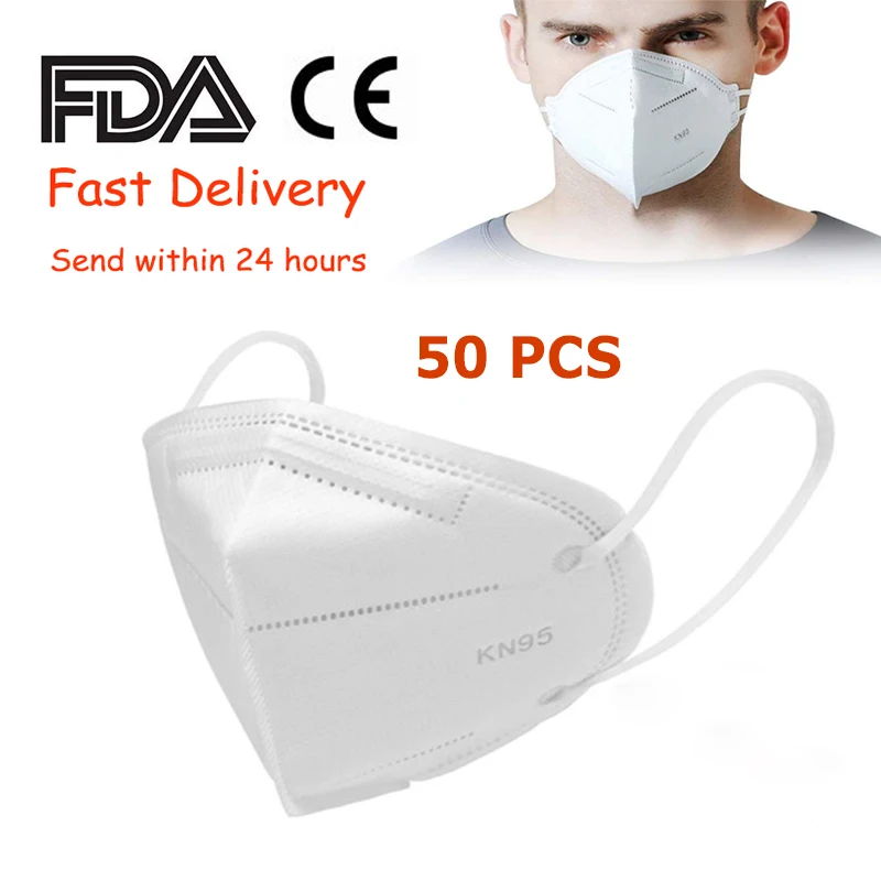 

24H Ship 50PCS N95 Masks Four Layer PM2.5 KN95 Face Mask Adult N95 Particulate Respirator Mask Anti-fog Haze Dust proof Masks