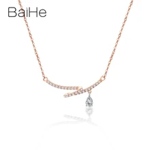 BAIHE, 18 К, розовое золото, сертифицировано, Круглый+ груша, H/SI, 0.24ct, натуральные бриллианты, ювелирные изделия, свадебные, модные, уникальный, прекрасный подарок, ожерелья