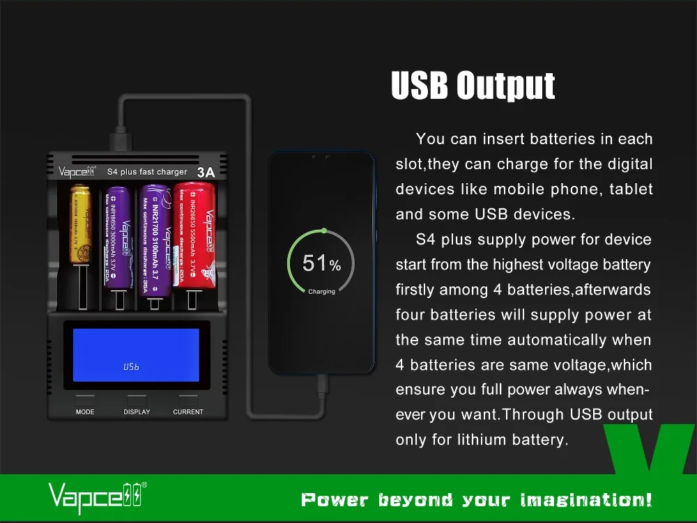 Vapce S4 plus 3A 4 слота всего 12a разрядник/тест емкости/repiar EU/US/UK/EU быстрое зарядное устройство для 20700 21700 батарей PCB