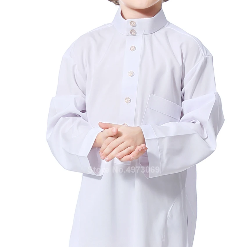 Muslim Robe Teenager Kids Saudi Arabia Pakistan Boy Thobe Middle East Full Sleeve Jubba Islamic Clothing Men Party Thobe Kaftan