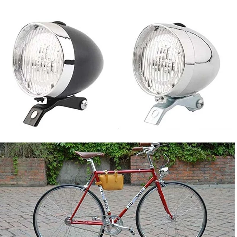レトロなヴィンテージ自転車3ledフロントライトヘッドライト安全警告ナイトライト自転車装飾黒銀 Bicycle Light Aliexpress