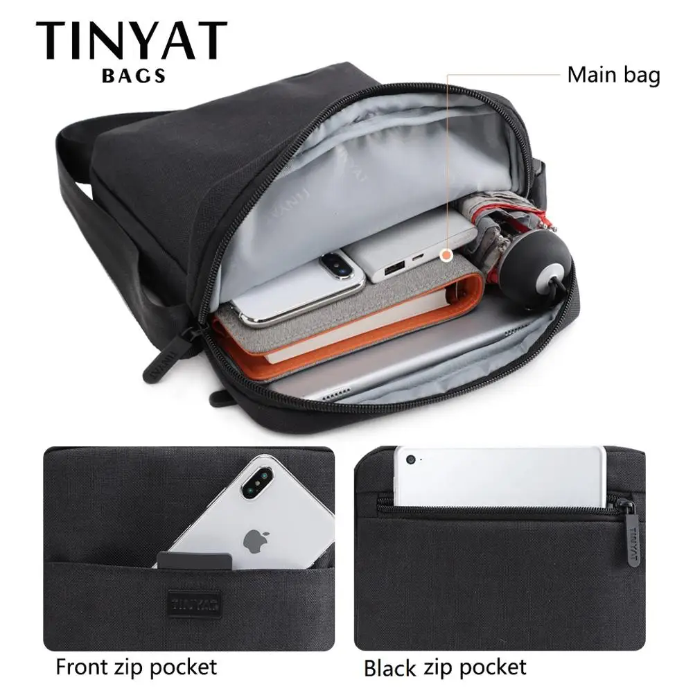  TINYAT Men's Bags Light Canvas Shoulder Bag For 7.9' Ipad Casual Crossbody Bags Waterproof Business - 32796467023