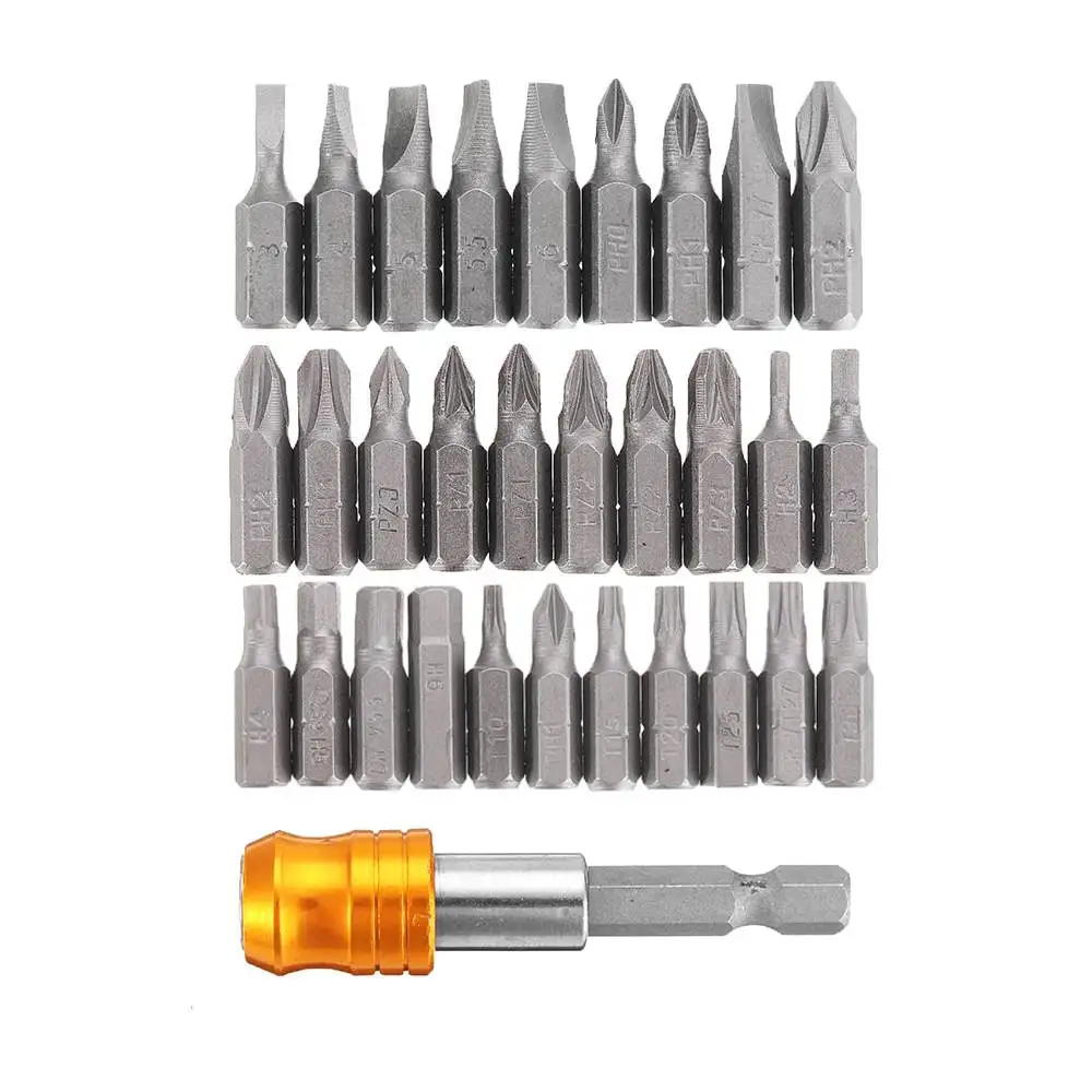 31Pcs Screwdriver Bit Set Torx Hex Slotted Screwdriver Bits with Quick Release Hex Chuck Extension Adapter Tools