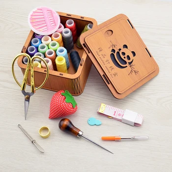 

Sewing Nailless Panda Sewing Box Color 24 Color Sewing Box Set Travel Portable Embroidery Sewing Box