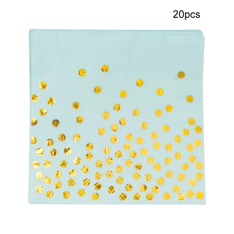 Napkin-20pcs 10 шт. набор одноразовой посуды синего цвета в бронзовую точку, тарелка для стаканов, бумажное полотенце, принадлежности для вечеринки на день рождения, детский Декор для свадьбы - Цвет: Napkin-20pcs