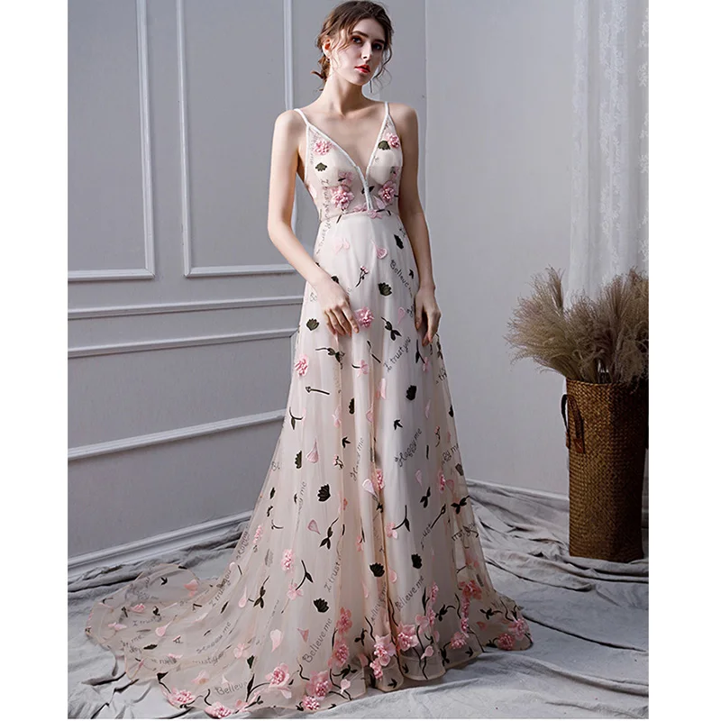 Это Yiya выпускное платье аппликации Плюс Размер спагетти ремень платья женские вечерние атласные А-силуэт Vestidos de gala V109