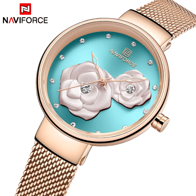 NAVIFORCE розовое золото женские часы платье кварцевые часы женские с роскошной коробкой женские наручные часы девушка часы набор для продажи