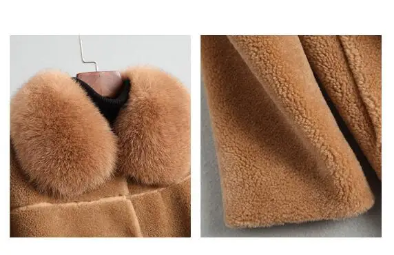 Real Fur Coat Fox Fur Collar Wool Jacket Autumn Winter Coat Women Clothes Korean Vintage Sheep Shearling Women Tops ZT3658