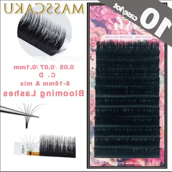 

10 Cases/Lot Easy Fanning Blooming Automatic Flowering Eyelash Faux Mink Make Fan Russian Volume Silk Lashes Make Up Cilia