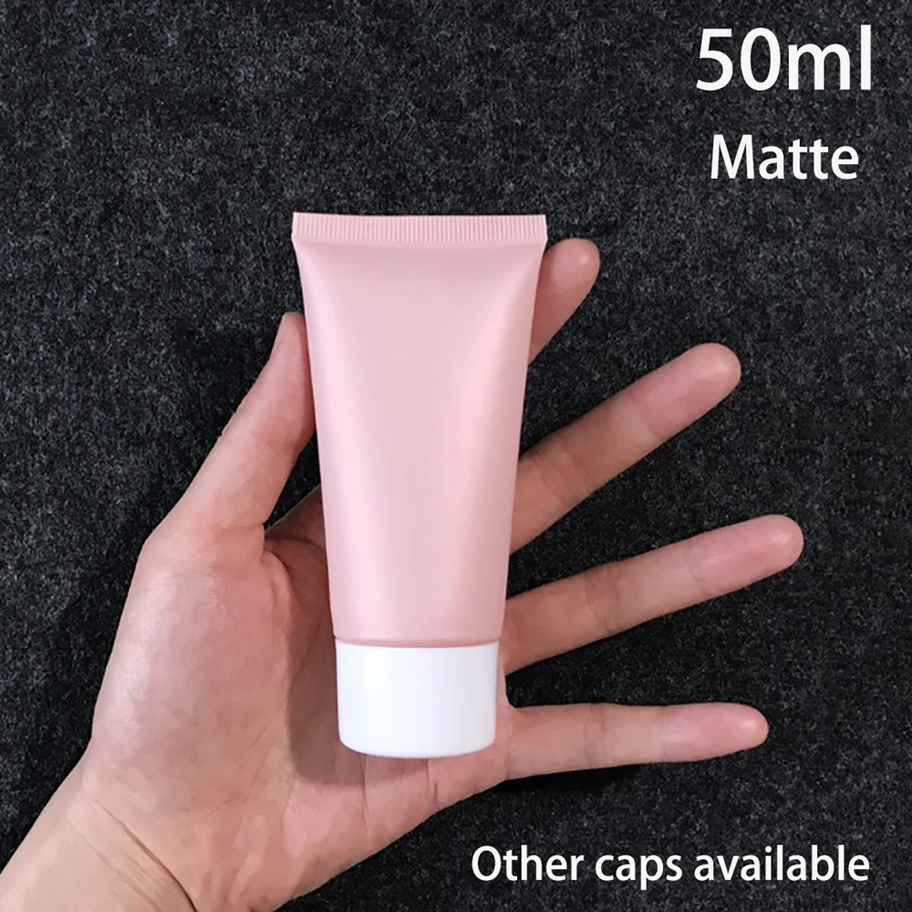 

Free Shipping 50ml Matte Pink Cosmetic Containers Plastic Lotion Bottles 50g Empty Squeeze Soft Tube Frost Facial Cream Package