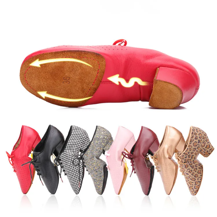 Ballroom Latin Dance Shoes For Women Genuine Leather Split Soles Teacher's Shoe Ladies Salsa Chacha Waltz Tango Dance Shoe Pink 2
