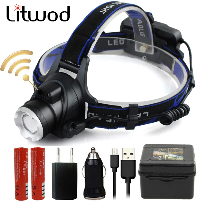 Litwod Z20 ИК-датчик XM-L2 U3 T6 5000лм светодиодный фонарь увеличитель пары Регулируемый головной фонарик лампа 18650 батарея передний свет