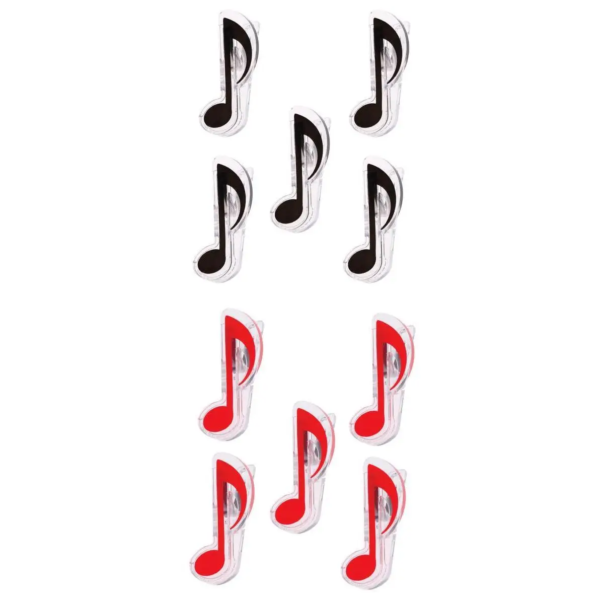 Finest 10pcs Musical Note Quaver Treble Clef Page Clips, Black Red