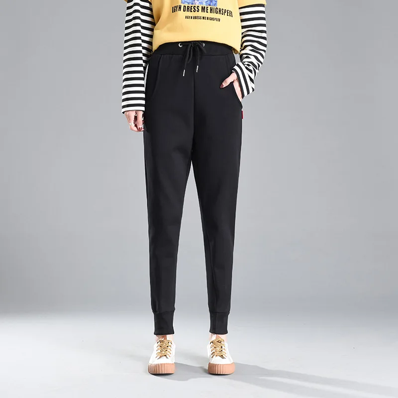

2019 Sports Pants Women's Black And White with Pattern zang lan WOMEN'S Sport Pants Spring And Autumn Women's Casual Athletic Pa