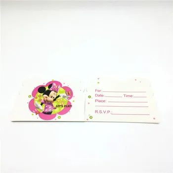 

10pcs Invitation Cards Minnie Mouse Pink Wedding Party Invitation Card Kids Girl Birthday Party Baby Shower Supplies Party Favor