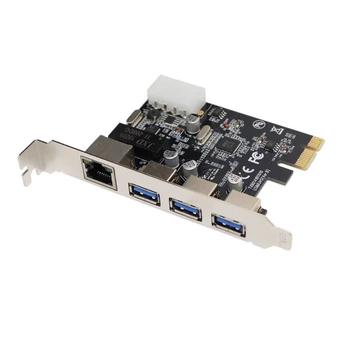 

PCI Express Combo Card PCI-E x1 to 3 Ports USB 3.0 Hub 10/100/1000Mbps Gigabit Ethernet RJ45 LAN Network Adapter For Desktop PC