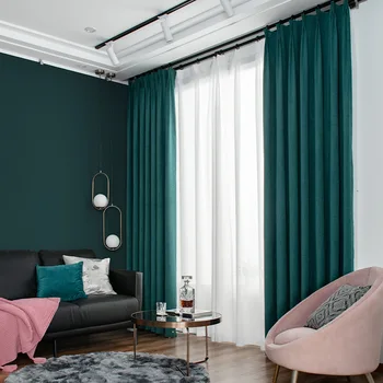 

Nordic Light Luxury Flannel Bedroom Curtains Thickening High Shading Chenille Curtains For Living Room Finished Drapes Blinds