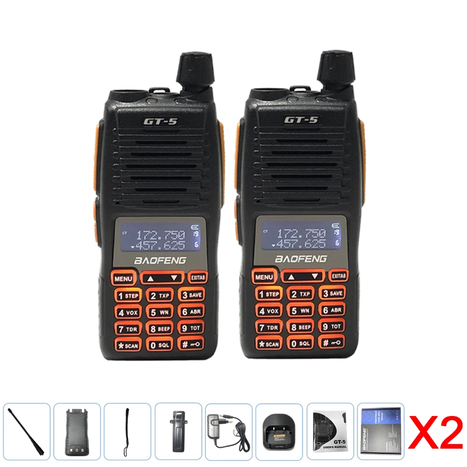 2PCS/LOT BAOFENG Newest GT-5 Two Way Ham Radio UV-82 PRO 30KM Long Distance Dual Band  Double PTT Walkie Talkie BF uv 82 update military walkie talkie Walkie Talkie