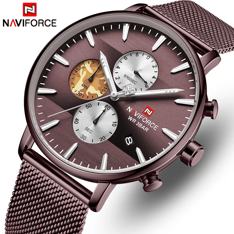 NAVIFORCE мужские часы брендовые Роскошные модные кварцевые водонепроницаемые