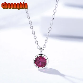 

Authentic S925 sterling silver necklace women's personality simple and fresh zircon pendant geometric round necklace