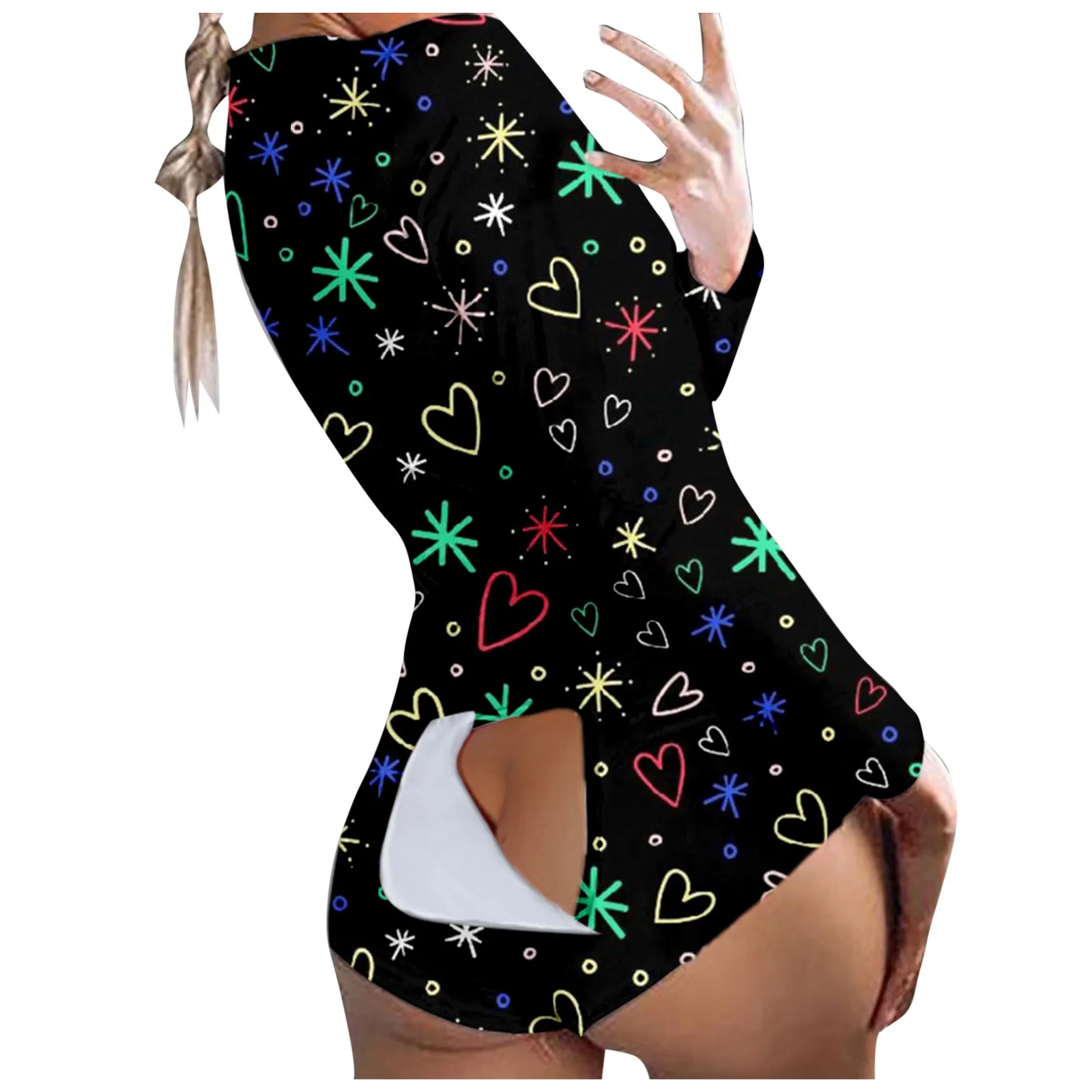 2021 Functional Buttoned Flap Adults Onesie Women Pajamas Sexy Sleepwear Button Bodysuits Short Romper Комбинезон Женский 1