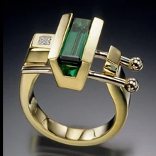 Современные кольца, новинка, золотой цвет, два слоя, CZ, обручальные кольца, роскошные ювелирные изделия, Женские Геометрические кольца с зеленым фиолетовым цирконием Z4T239