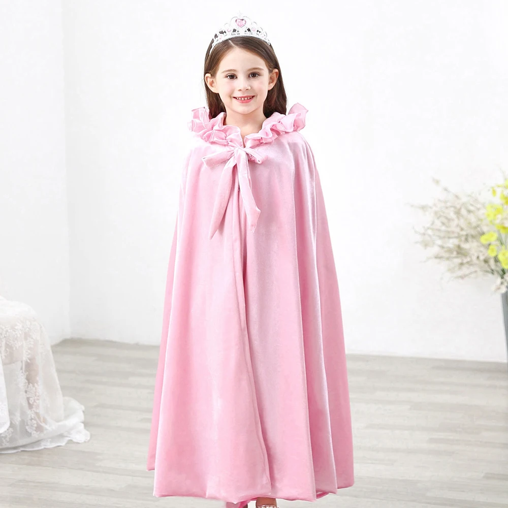 Christmas Girls Princess Cloak Cute Velvet Hooded Long Shawl Halloween Cosplay Kids Costumes Fancy Fairy Cape Children Clothing | Детская