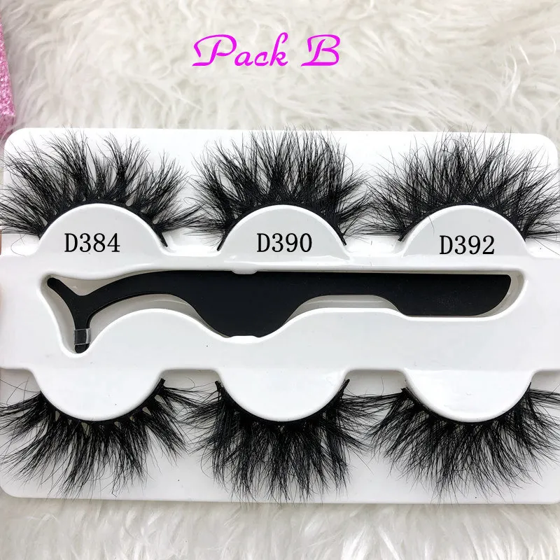 Pack B Mikiwi 3 упаковки с пинцетом 3 пары набор ресниц норки 3D норковые ресницы Толстые Накладные ресницы макияж драматические ресницы - Цвет: Pack B