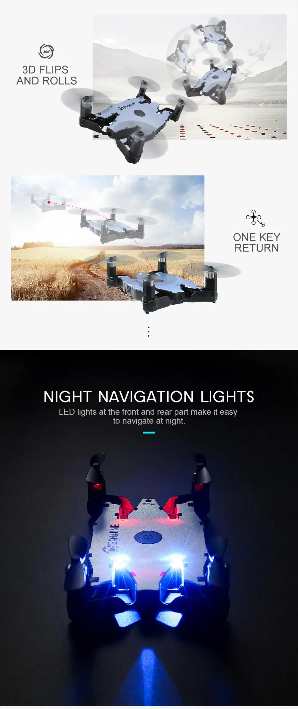 In Stock! Eachine E57 WiFi FPV Selfie Drone With 720P Camera Auto Foldable Arm Altitude Hold RC Quadcopter RTF
