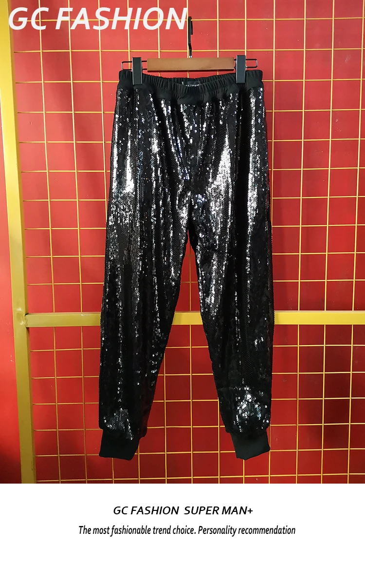 Nieuwe блесток Broek Jurk сценическое представление Nachtclub Zanger Broek Повседневная мода Masculina Erkek Pantolon Lente
