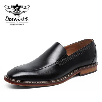 

DESAI Men's Loafers Shoes Top Quality Easy Wear Genuine Mens Men Casual Natural Leather Loafers 2020 Brown Black