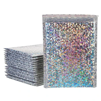 

Hot Sale 10PCS Laser Silver Mailing Envelope Bags Waterproof Courier Bags Bubble Mailers Padded bubble Envelopes Bag