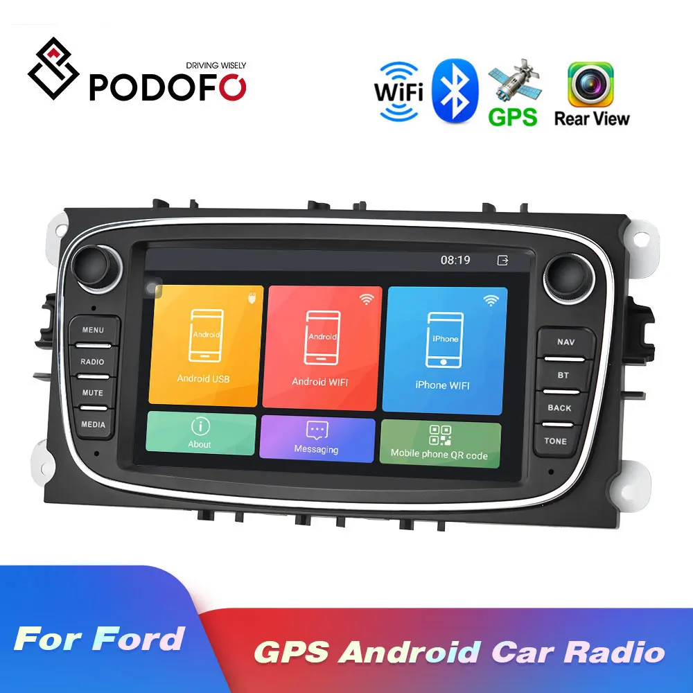  Podofo Android 8.1 GPS Autoradio 2 Din Auto Multimedia player 7 ''Auto Radios DVD Player Für Ford/F