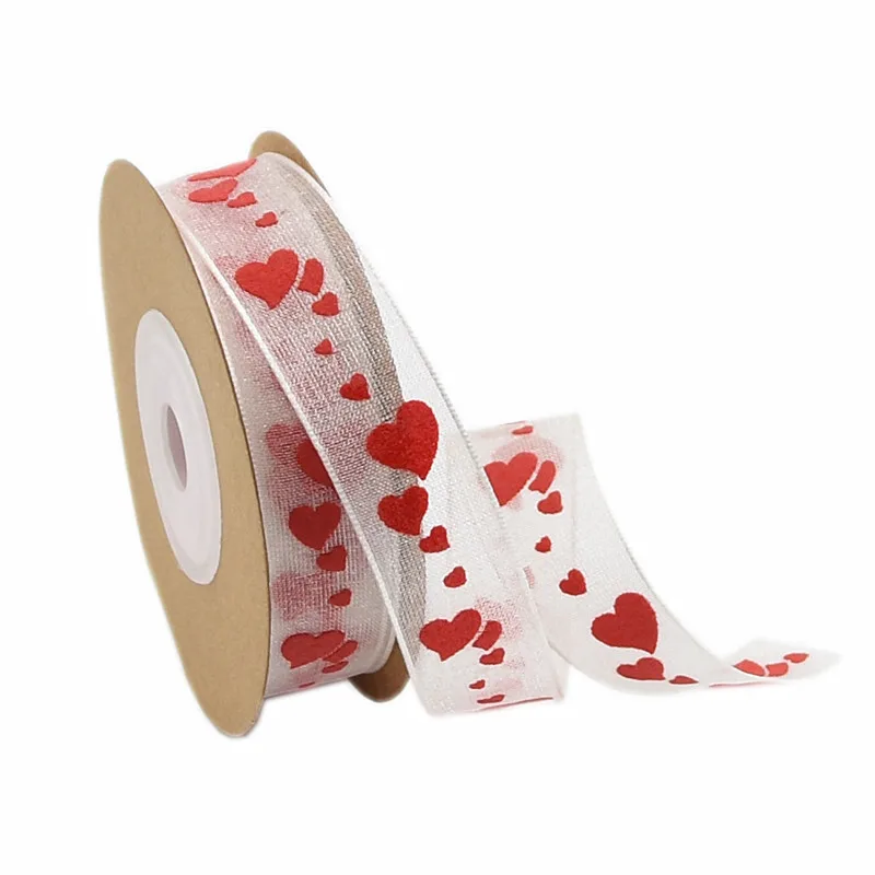 Высокое качество 8 дизайнов печать Сердце ленты для Свадебные украшения и День Святого Валентина подарок упаковка красная лента - Цвет: white 3