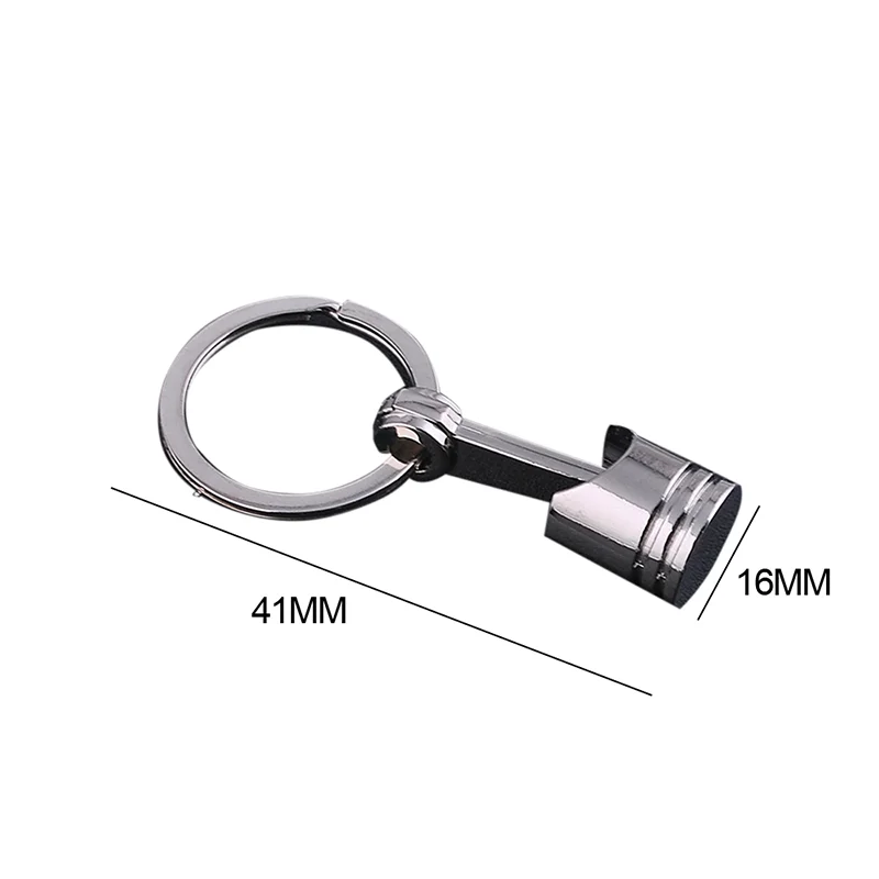 Black 3D Miniature Piston Style Metal Keychain