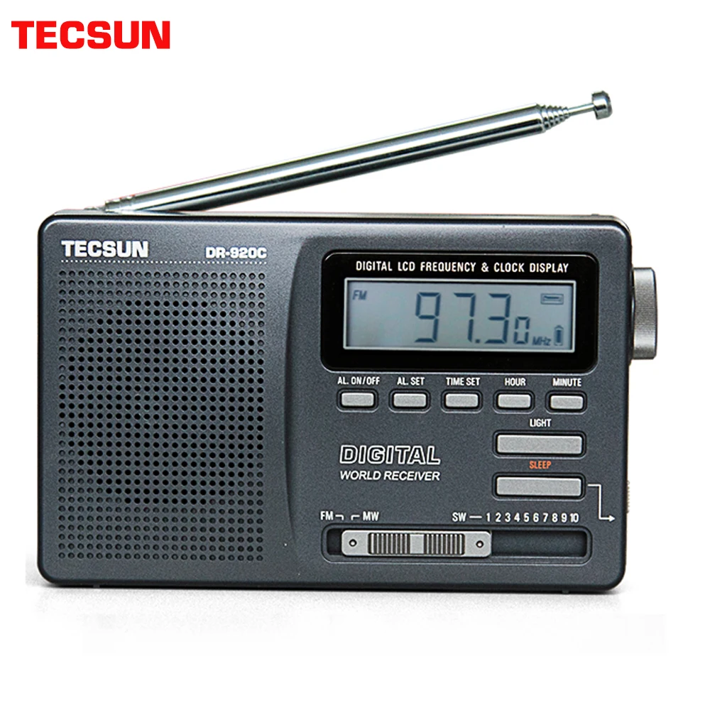 Banda com Alta Lcd de Áudio Tecsun Digital Portátil Despertador Rádio Display fm – mw sw Multi Sensibilidade Dr-920c