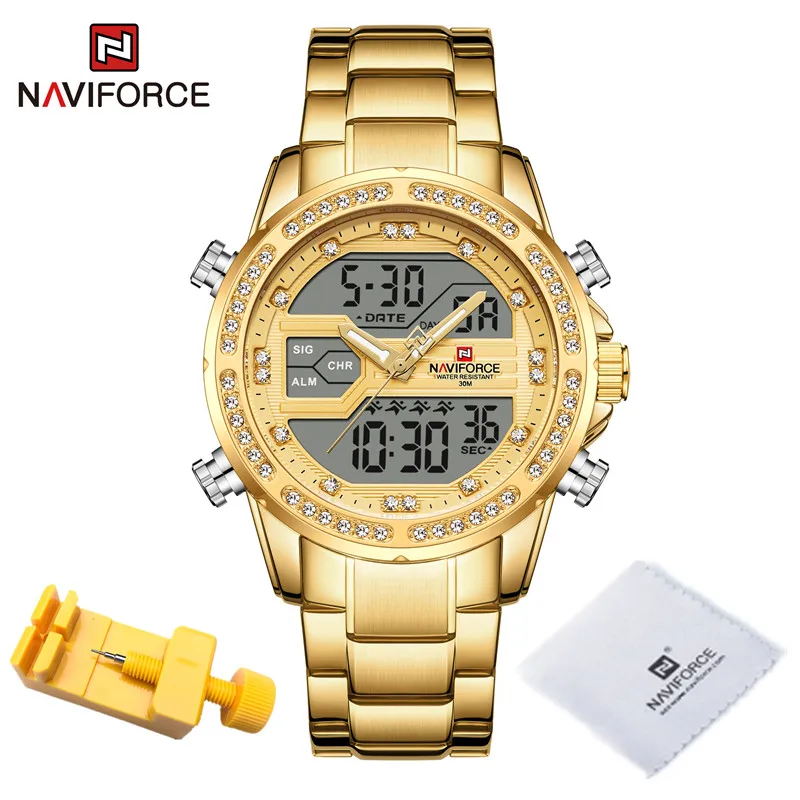 NAVIFORCE Watch For Men Luxury Quartz Digital Relogio Masculino Luminous Date Display Military Montre Waterproof Stainless Steel 