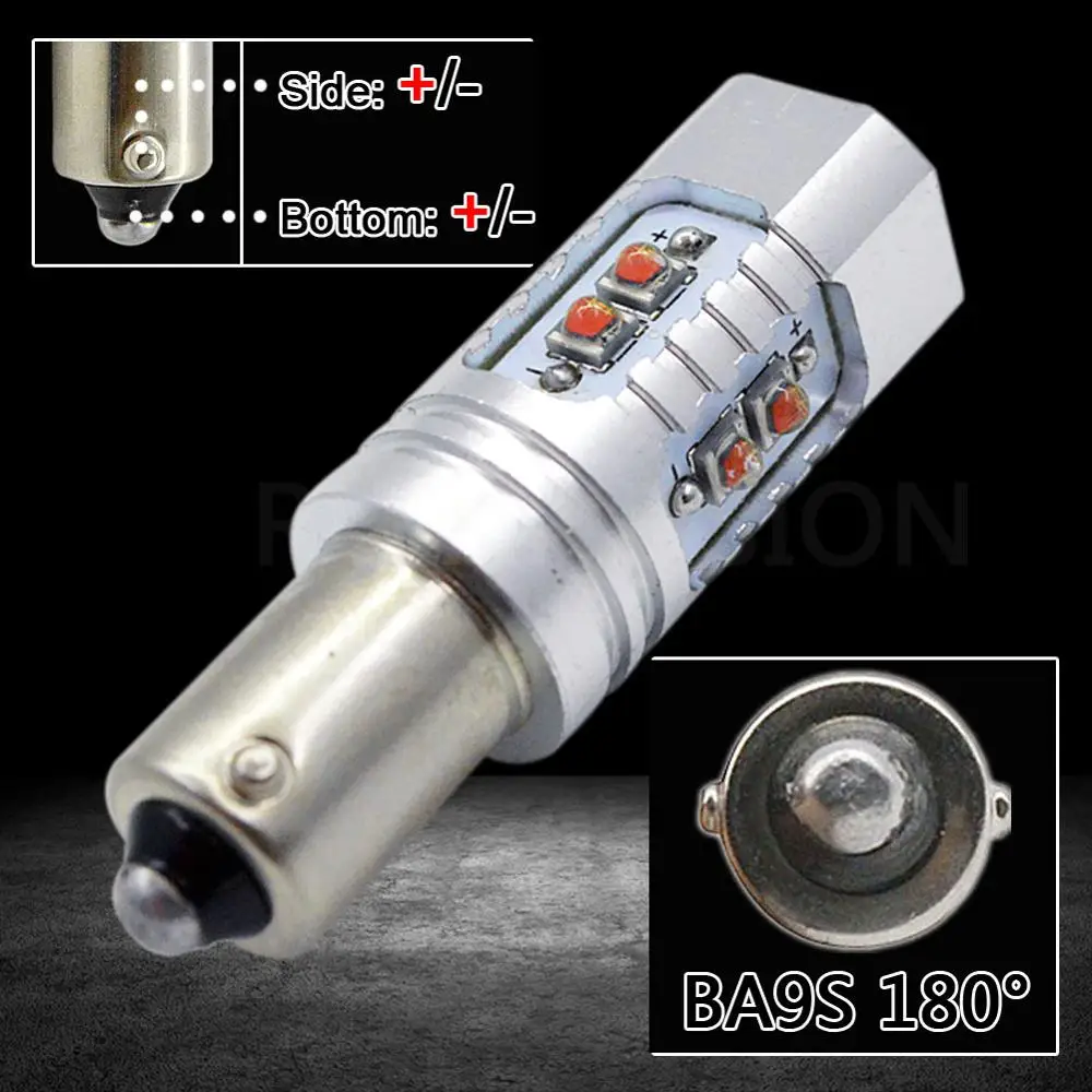 2 шт. Высокая мощность 50 Вт HID Белый Янтарный BA9S BAY9S BAX9S XB-D Canbus без ошибок светодиодный лампы для внутреннего заднего хода парковочные огни - Испускаемый цвет: BA9S Amber