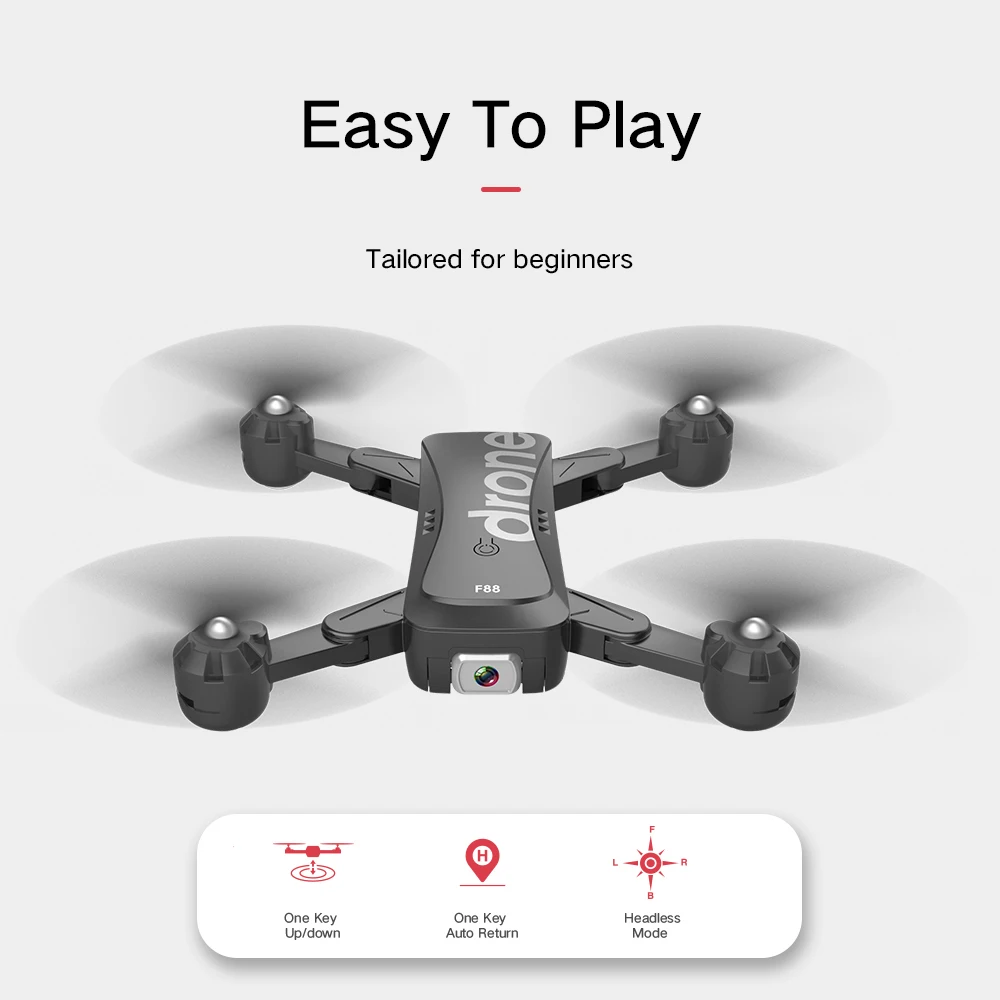 F88 Wi-Fi FPV складной Радиоуправляемый Дрон с 1080P двойной камерой 18 минут 6-осевой светодиодный светильник со стороны F светильник Безголовый режим Радиоуправляемый квадрокоптер