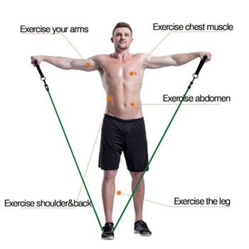 

11pcs/Set Resistance Band Gym Fitness Yoga Pull Rope Equipment Strength Training Latex Elastic Stretching Exercise Tools