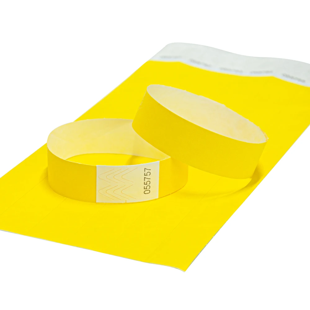 Solid NEW Yellow Color 3/4 inch Tyvek Wristbands with Series Numbers, ID Wristbands for Party Events, 500 Pieces
