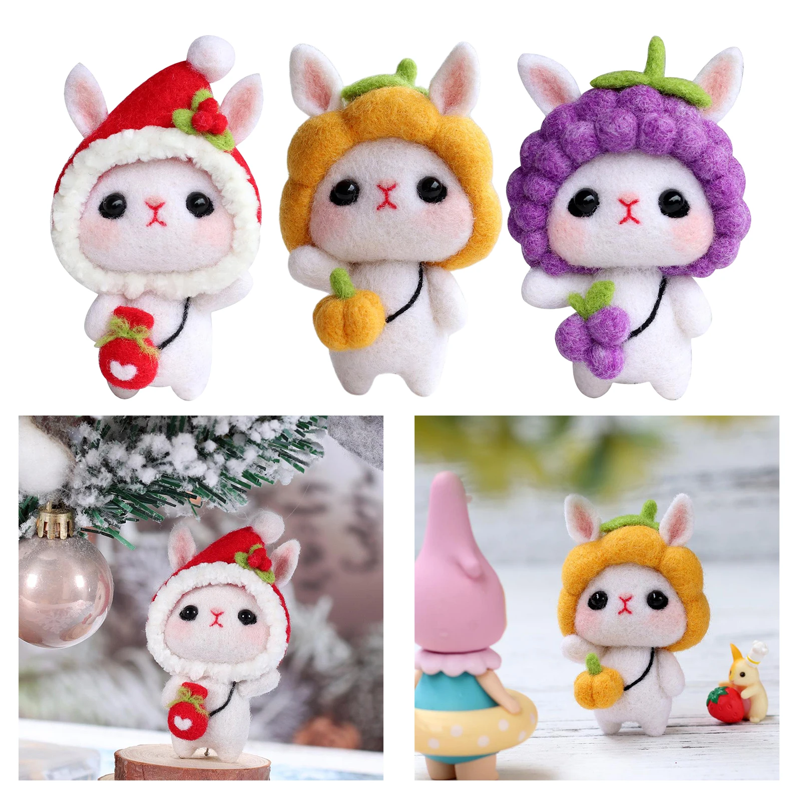 Woolen Needle Felt Kits for Beginners Handmade Cute Animal Rabbit Felt