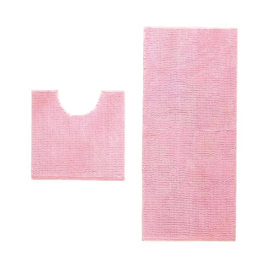 2Pcs Microfiber Rugs Floor Mat Carpet Soft Machine Washable Indoor Bathroom Floor Mat Dining Room Bedroom Carpet - Цвет: Pink