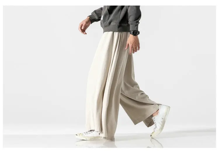 Autumn Men’s Causal Baggy Pants Fashion Solid Color Jogging Pants Men Cotton Loose Traditional Wide Leg Pants Woman Dropshipping mens harem joggers