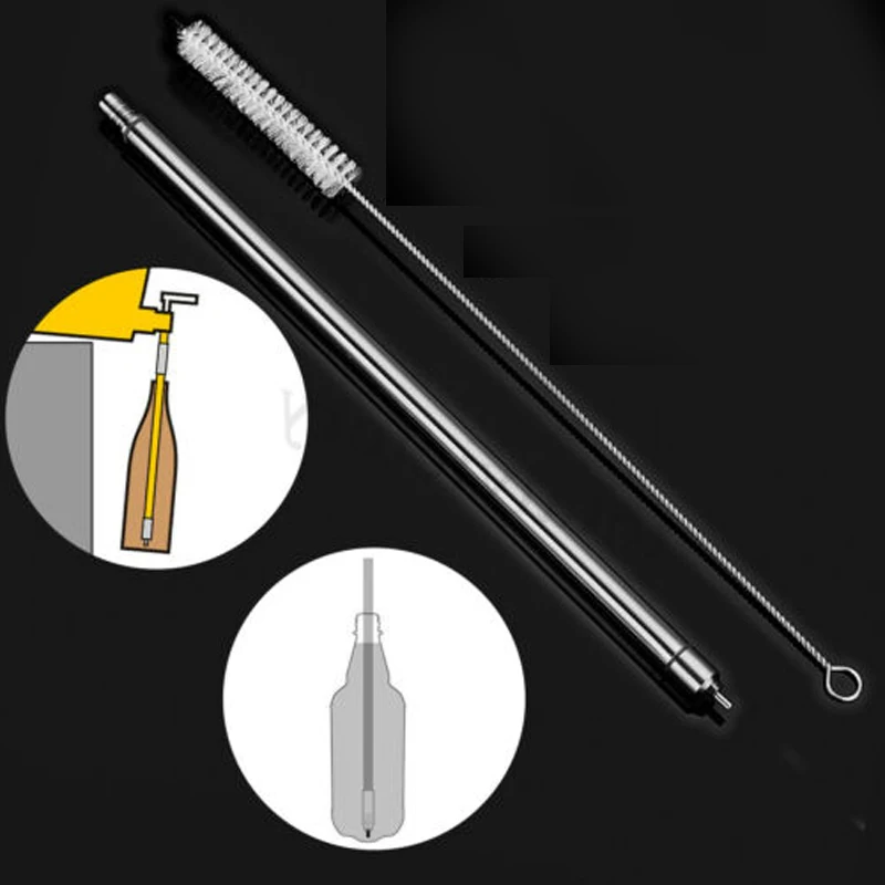 Home Brewing 13.7 Inch Length Spring Loaded Wine Beer Bottle Filler+Nylon Brush